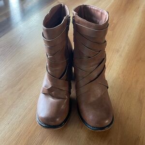 Brown Heeled Boots - Size 10